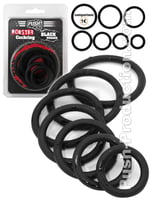 Push Monster - Black Rubber Cockring 7 Ring Set