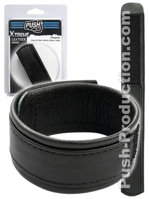 Push Xtreme Leather - Phoenix Cock & Ball Velcro Strap Large