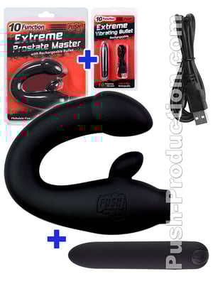 10 Function Extreme Prostate Master + Rechargeable Power Bullet