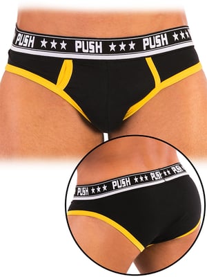 - Push - Premium Cotton Brief - Schwarz/Gelb