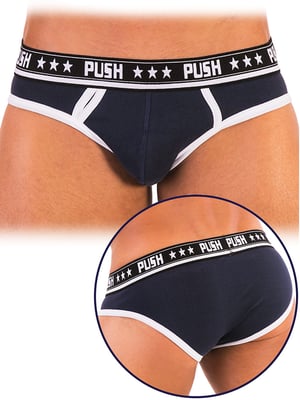 - Push - Premium Cotton Brief - Navy/Weiß