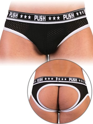 - Push - Premium Mesh Hole Brief - black/white