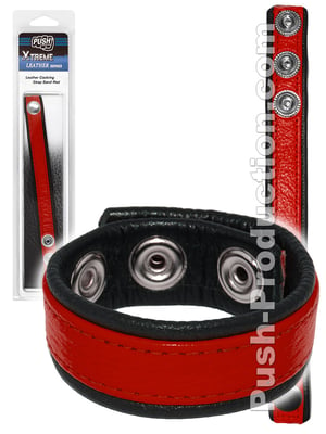 Push Xtreme Leather - Leather Cockring Strap Band Red